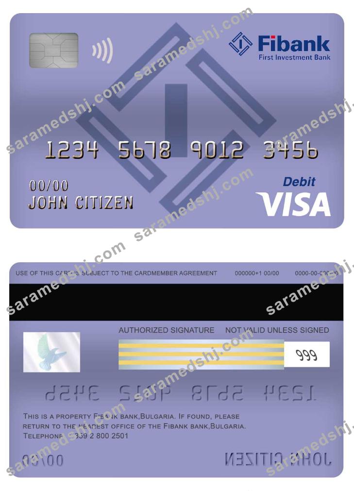 Bulgaria Fibank bank visa debit card
